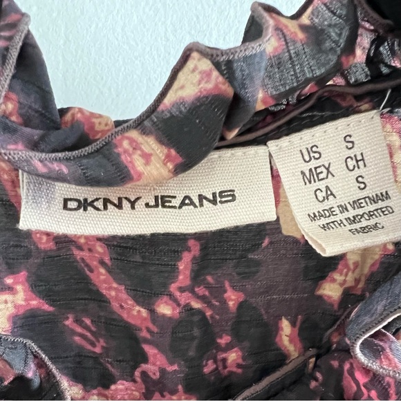 Vintage Y2K DKNY Ruffle Bib Animal Print Dress - Picture 17 of 17